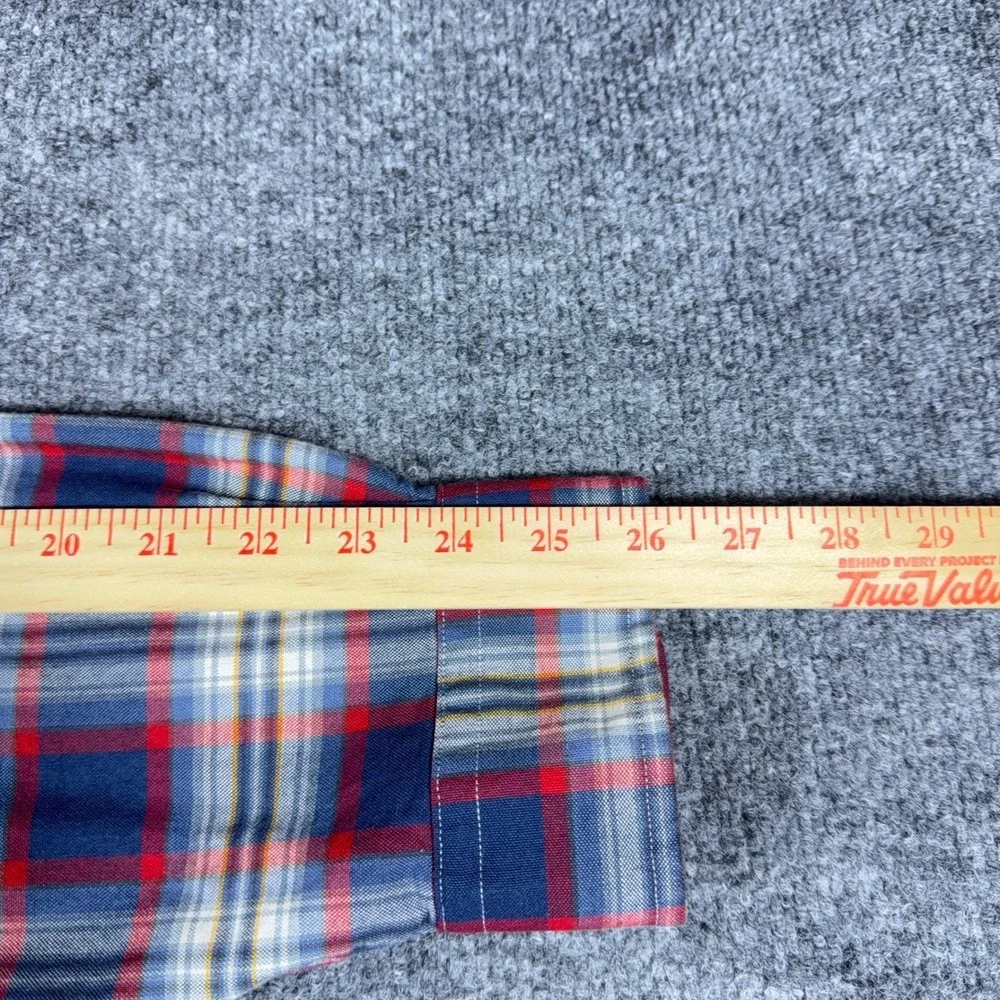Polo Ralph Lauren Mens Plaid Button Down Shirt Red White Blue Cotton Large